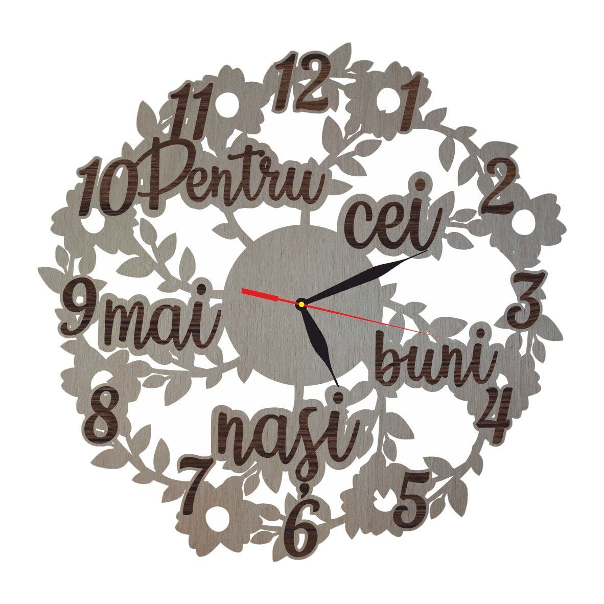 CN006 Ceas personalizat nasi, Lemn, 40cm, CN006 - imagine 1