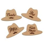 Cocarde Botez/Nunta, Model Palarie , Tip Brosa, Lemn, 5 cm