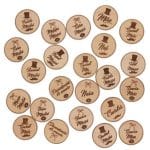 Cocarde Botez/Nunta, Model Rotund cu simbol , Tip Brosa, Lemn, 5 cm