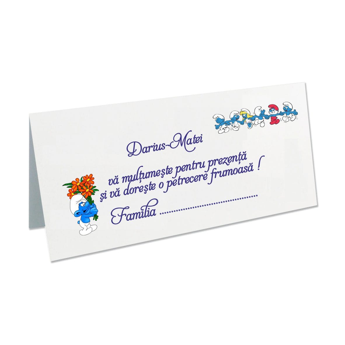 PB6 Plic bani Botez, Strumfi, Boy, Model PB6, Carton, Alb - imagine 1