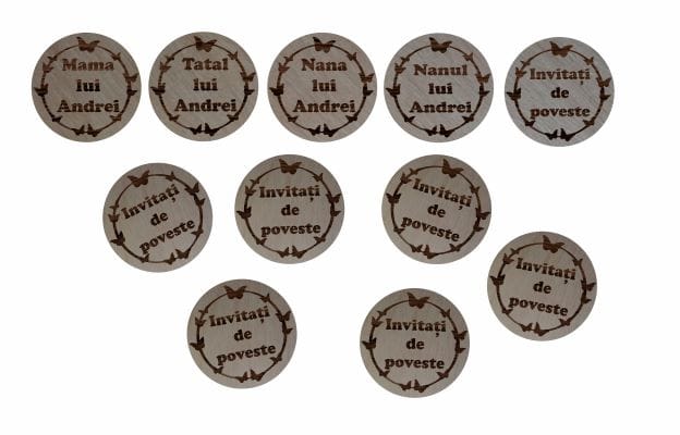 cocarde rotunde Cocarde Botez/Nunta, Model Rotund, Tip Brosa, Lemn, 5 cm - imagine 1