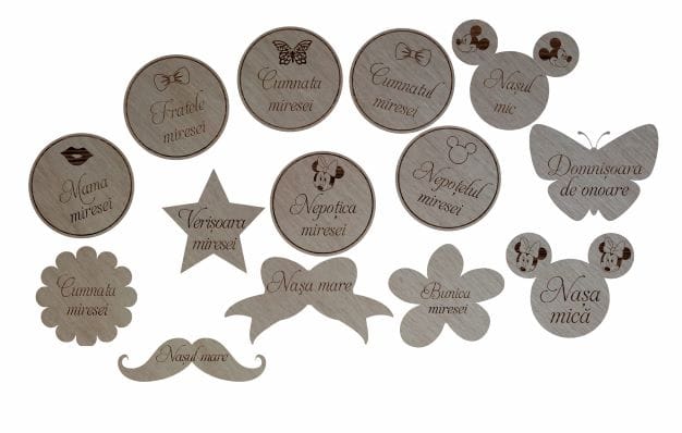 cocarde Cocarde Botez/Nunta, Modele Diferite , Tip Brosa, Lemn, 5 cm - imagine 1