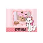 Marturie botez, Pisica Marrie, Magnet,10x7.5 cm, Roz