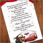 Invitatie botez, Model IC7 , Masinile Cars, Format A5 - imagine 2