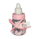 Marturie botez, Biberon, Personalizata, Plastic, 9x4 cm, Roz