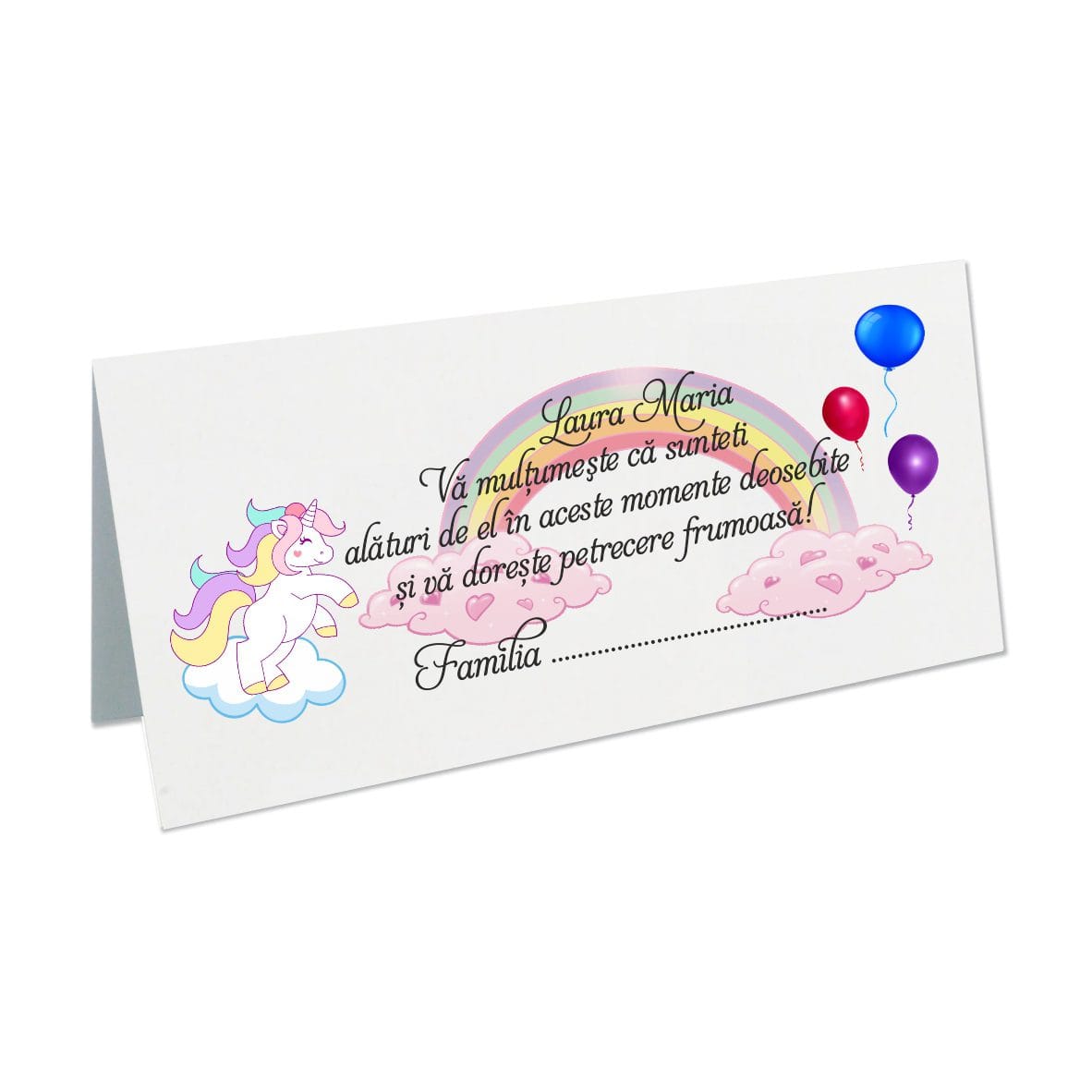 PB15 Plic bani Botez, Unicorn, Model PB15, Carton, Alb - imagine 1