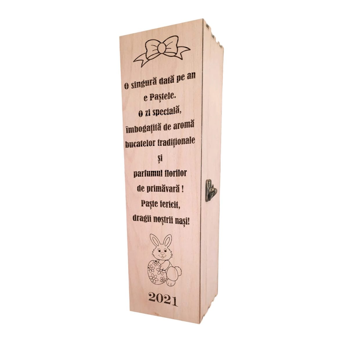 CVP3 Cutie de vin, Personalizata, Paste, Model CVP003, Nasi, Lemn, 35x10x10 cm - imagine 1