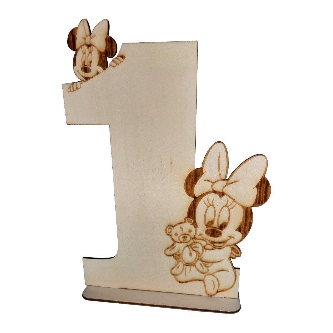 DCA005 Cifra Aniversara, Personalizata, Minnie Mouse, Lemn, 33x24cm, DCA005 - imagine 1
