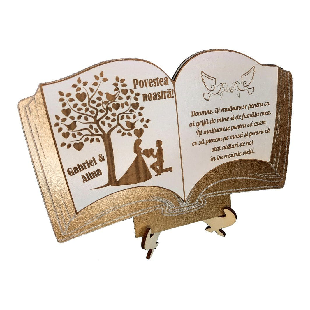 DCFAM009,, Decoratiune Cadou, Familie, Personalizata, Tip Carte, Auriu,25x16cm, DCFAM009 - imagine 1
