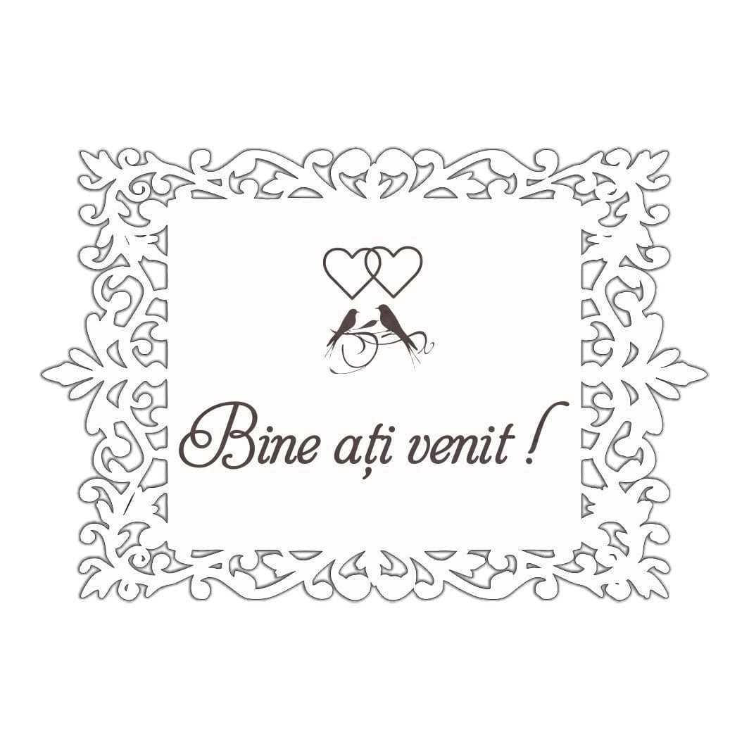 PNBV001, Pancarta Bine Ati Venit, Nunta, Alb, 40x27cm, PNBV001 - imagine 1