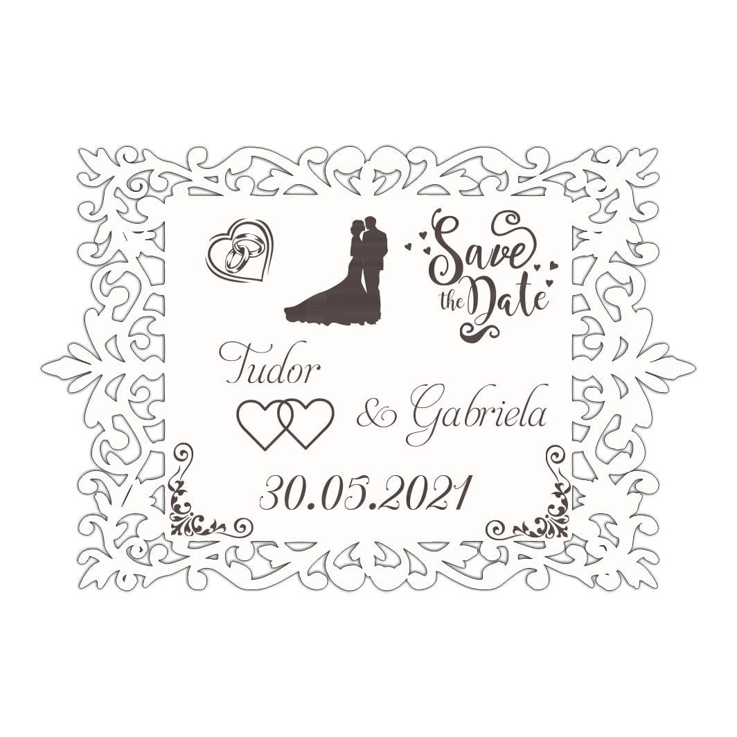 PNSD003, Pancarta Save The Date, Nunta, Alb, 40x27cm, PNSD003 - imagine 1