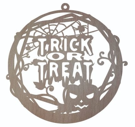 Decoratiune de Halloween, Trick or Treat, Lemn, 30x30 cm, DH002