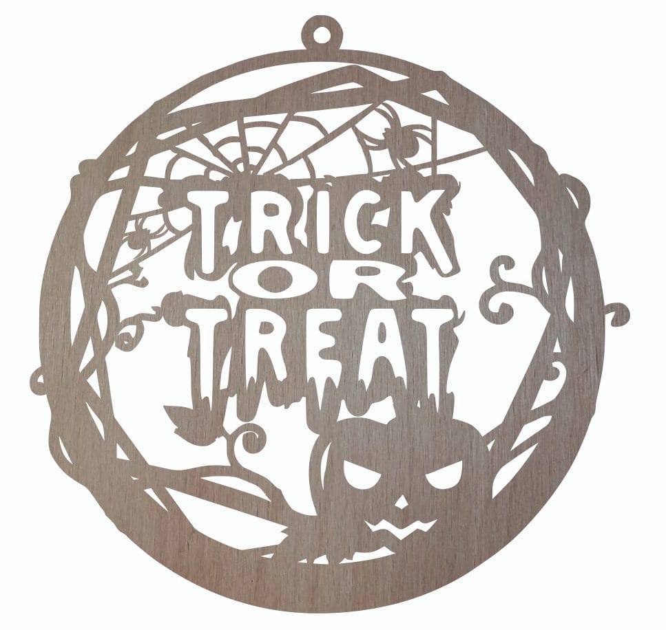 DH002 Decoratiune de Halloween, Trick or Treat, Lemn, 30x30 cm, DH002 - imagine 1