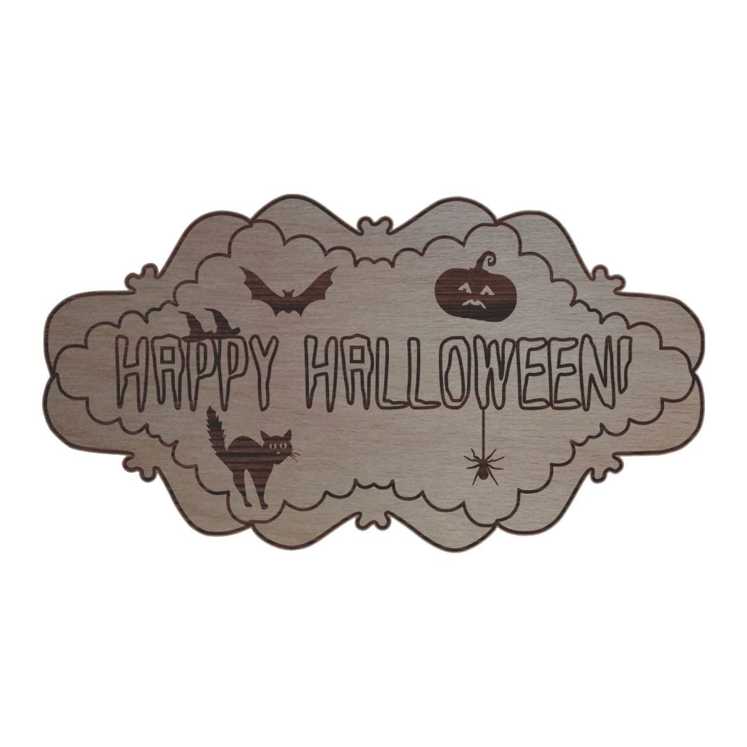 DH003 Decoratiune de Halloween, Model Happy Halloween, Lemn, 30x16 cm, DH003 - imagine 1