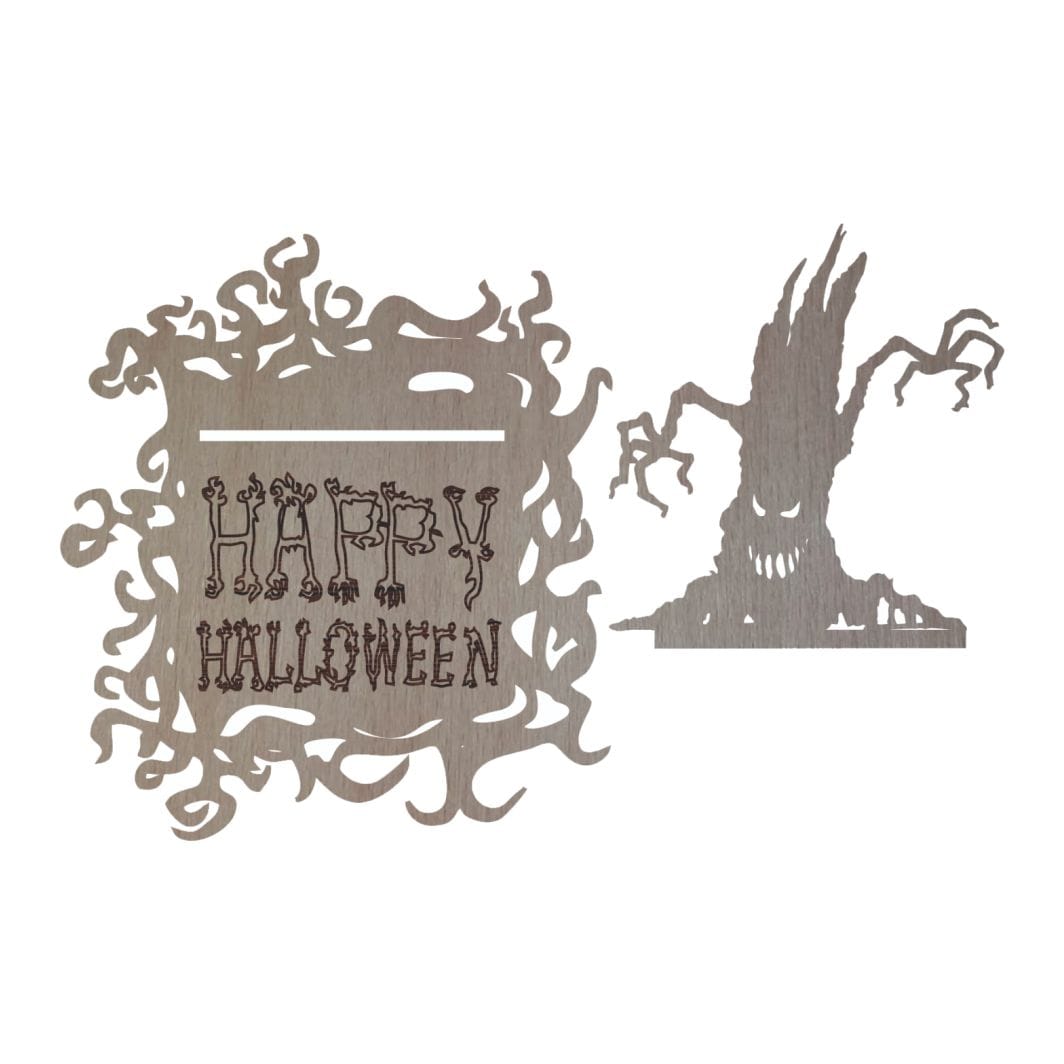 DH020 Decoratiune de Halloween, Happy Halloween, Lemn, 15x22 cm, DH020 - imagine 2
