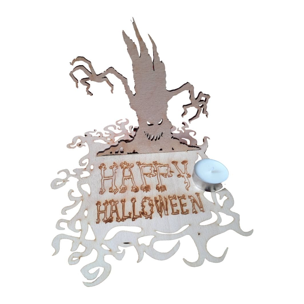 DH020, Decoratiune de Halloween, Happy Halloween, Lemn, 15x22 cm, DH020 - imagine 1
