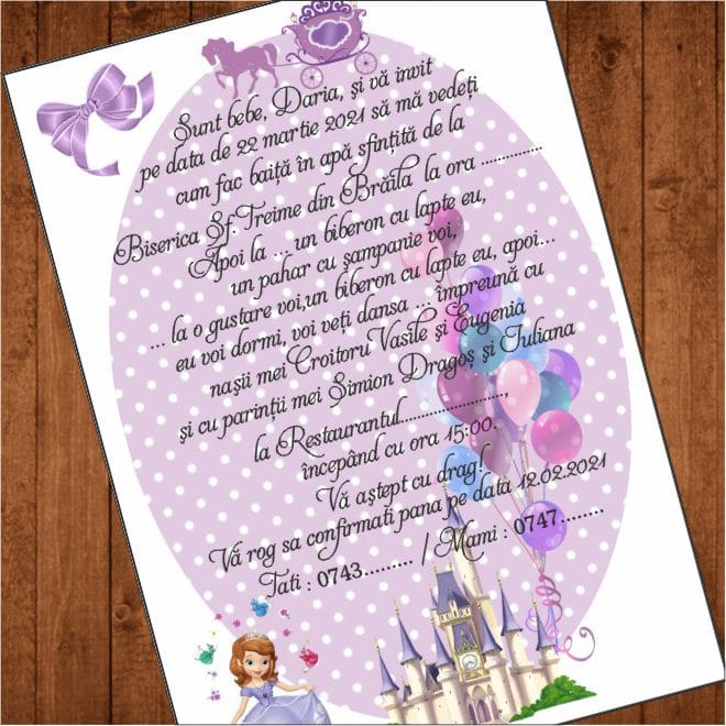 WhatsApp Image 2022-09-16 at 15.44.33 Invitatie botez, Model IC9 , Printesa Sofia, Format A5 - imagine 2