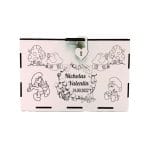 Cutie de bani pentru botez, Strumfi, Lemn, 30x20x20 cm, Alb - imagine 2