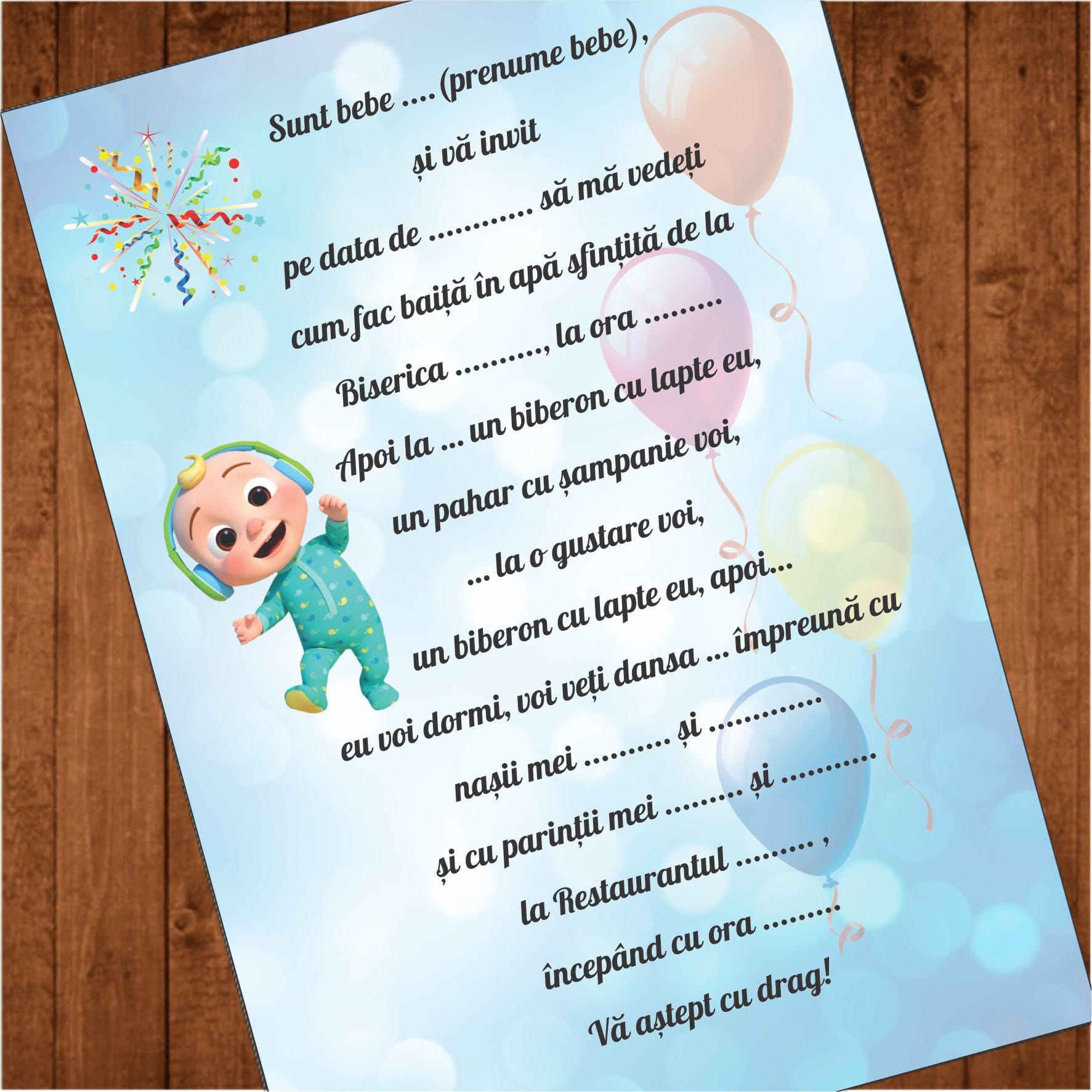 invitatie bebe johny a5 2 Invitatie botez, Model IC32 , Baby Johny, Format A5 - imagine 2