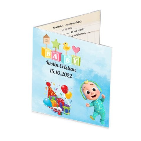 invitatie carte baby johny 1 Invitatie botez, Baby Johny, 16x15 cm, Carton, Model IC31 - imagine 1