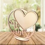 Baza Licheni, Inima, Te Iubesc, Lemn Natur, 20cm, BL022 - imagine 4