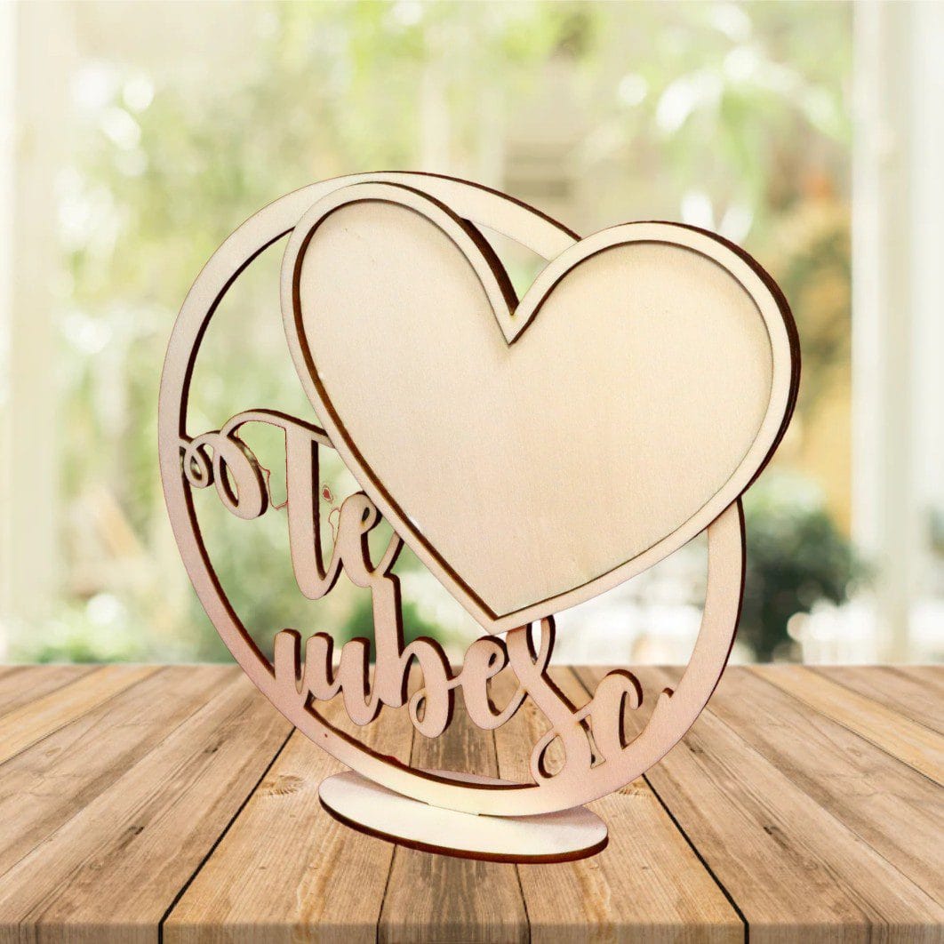 BL022,,, Baza Licheni, Inima, Te Iubesc, Lemn Natur, 20cm, BL022 - imagine 4