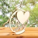 Baza Licheni, Inima, Te Iubesc, Lemn Natur, 20cm, BL022 - imagine 3