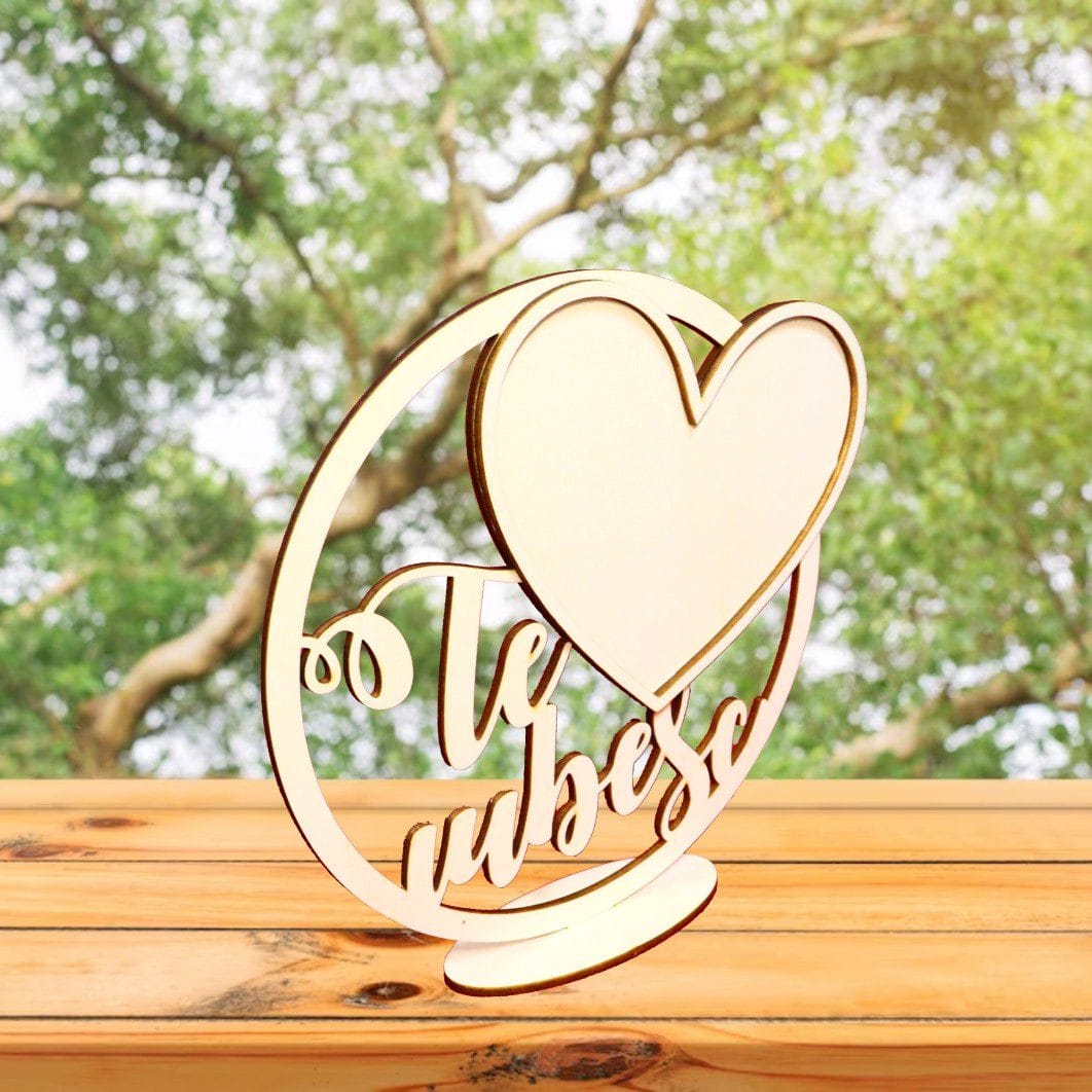 BL022,, Baza Licheni, Inima, Te Iubesc, Lemn Natur, 20cm, BL022 - imagine 3