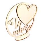 Baza Licheni, Inima, Te Iubesc, Lemn Natur, 20cm, BL022 - imagine 2