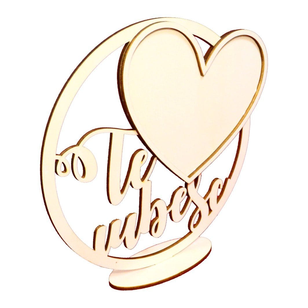 BL022, Baza Licheni, Inima, Te Iubesc, Lemn Natur, 20cm, BL022 - imagine 2