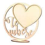 Baza Licheni, Inima, Te Iubesc, Lemn Natur, 20cm, BL022