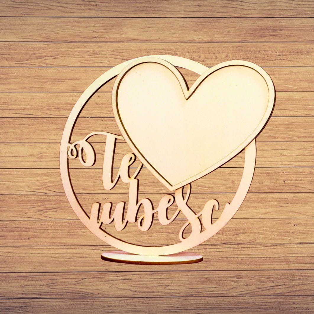 BL022,,,, Baza Licheni, Inima, Te Iubesc, Lemn Natur, 20cm, BL022 - imagine 5