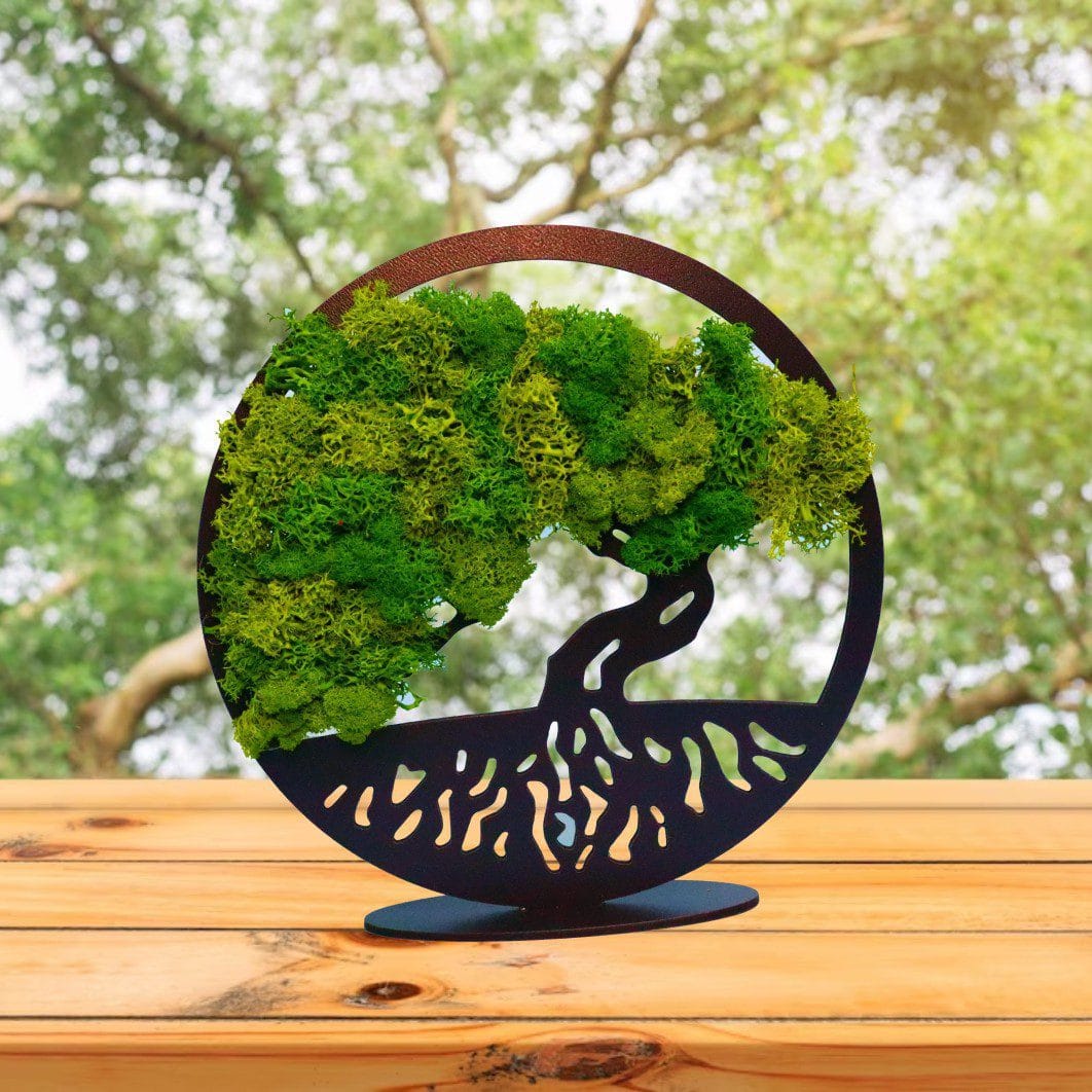 DL002,,, Tablou Bonsaiul Vietii, Licheni Naturali Stabilizati, Cu Suport, Verde, DL002 - imagine 4