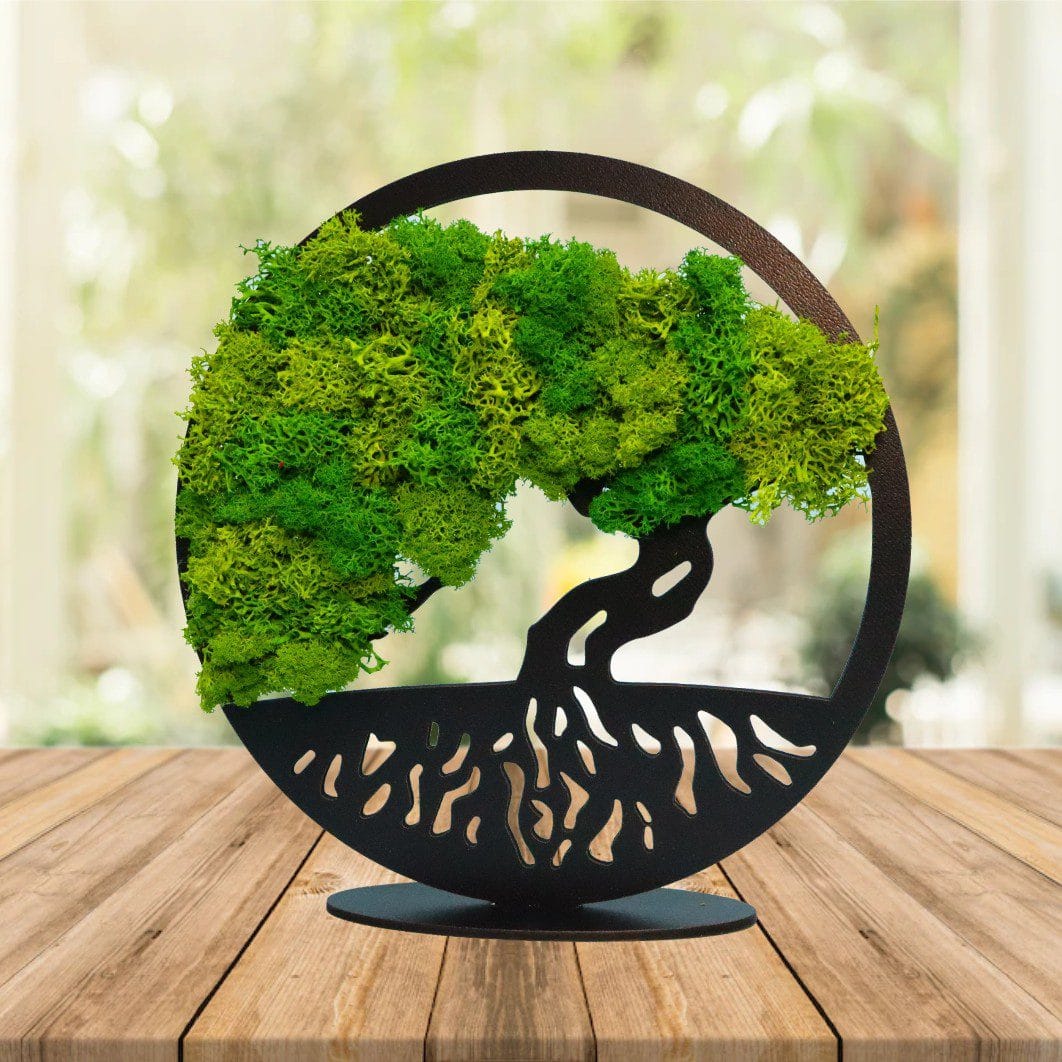 DL002,,,, Tablou Bonsaiul Vietii, Licheni Naturali Stabilizati, Cu Suport, Verde, DL002 - imagine 5