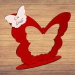 Suport  Glob Floral tip Fluture, Blank, Lemn, Rosu, 33x25cm, SPG013 - imagine 5