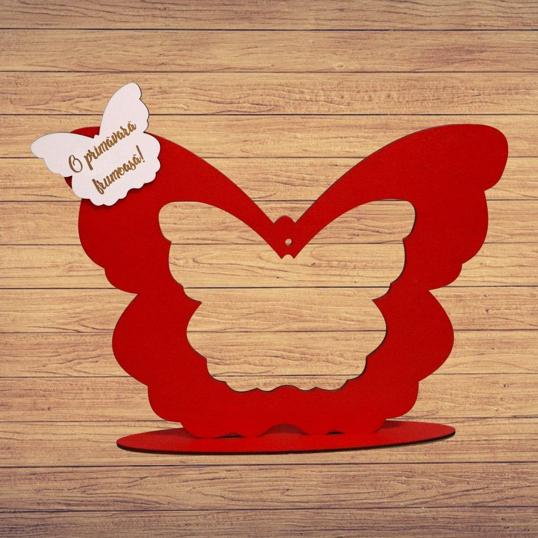 SPG016,,, Suport  Glob Floral tip Fluture, Blank, Lemn, Rosu, 33x25cm, SPG016 - imagine 5