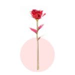 Trandafir auriu, Led, Artificial, Auriu / Rosu, Valentine's Day, 25cm - imagine 4