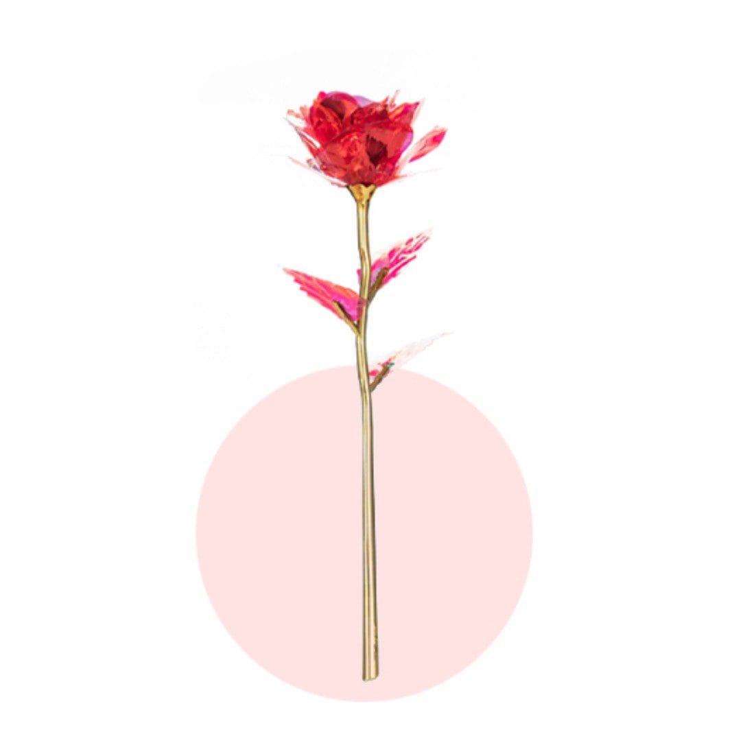 trandafir con rosu 2 Trandafir auriu, Led, Artificial, Auriu / Rosu, Valentine's Day, 25cm - imagine 4