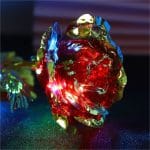 Trandafir auriu, Led, Artificial, Auriu / Rosu, Valentine's Day, 25cm - imagine 2