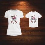 Set 2 Tricouri Pentru Paste, Mama-fiica, Bumbac, Alb, TP09 - imagine 4