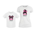 Set 2 Tricouri , Mama-fiica, Bumbac, Alb, TU98