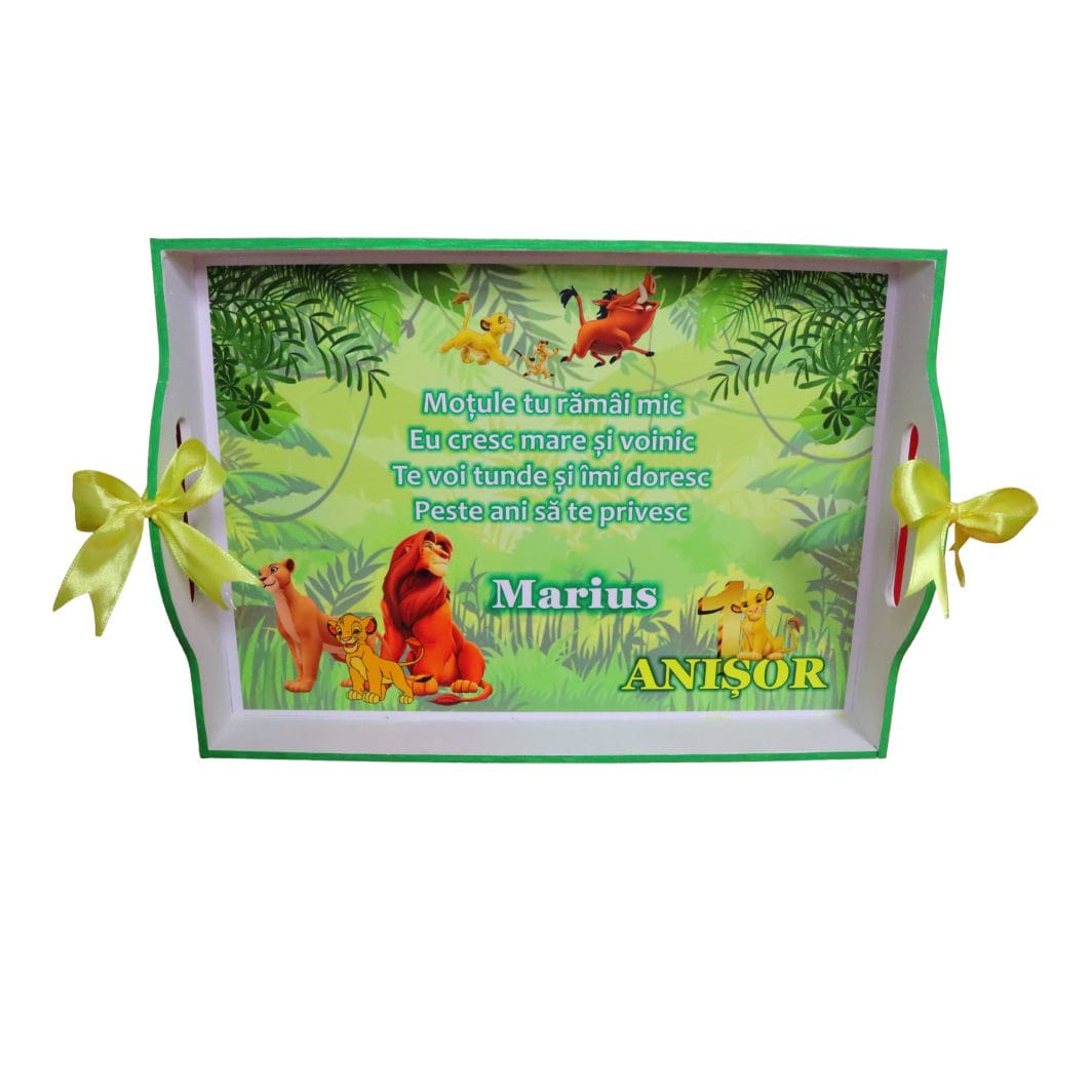 1 Set Mot Personalizat, Simba, 5 Piese, Lemn, Verde, 20x30cm, SMD052 - imagine 2