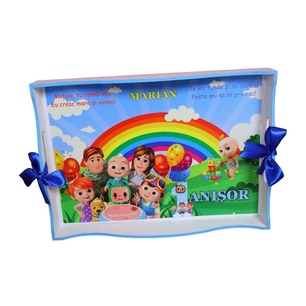 1 Set Mot Personalizat, Baby Johny, 5 Piese, Lemn, Albastru, 20x30cm, SMD015 - imagine 2