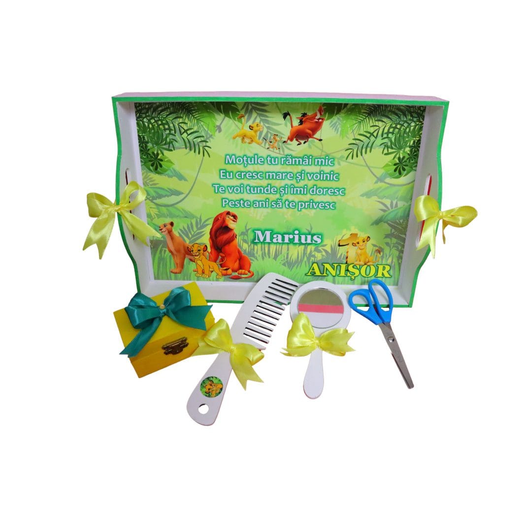 2 Set Mot Personalizat, Simba, 5 Piese, Lemn, Verde, 20x30cm, SMD052 - imagine 3