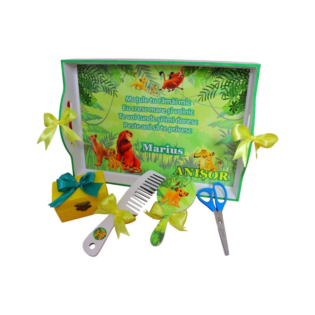 3 Set Mot Personalizat, Simba, 5 Piese, Lemn, Verde, 20x30cm, SMD052 - imagine 1
