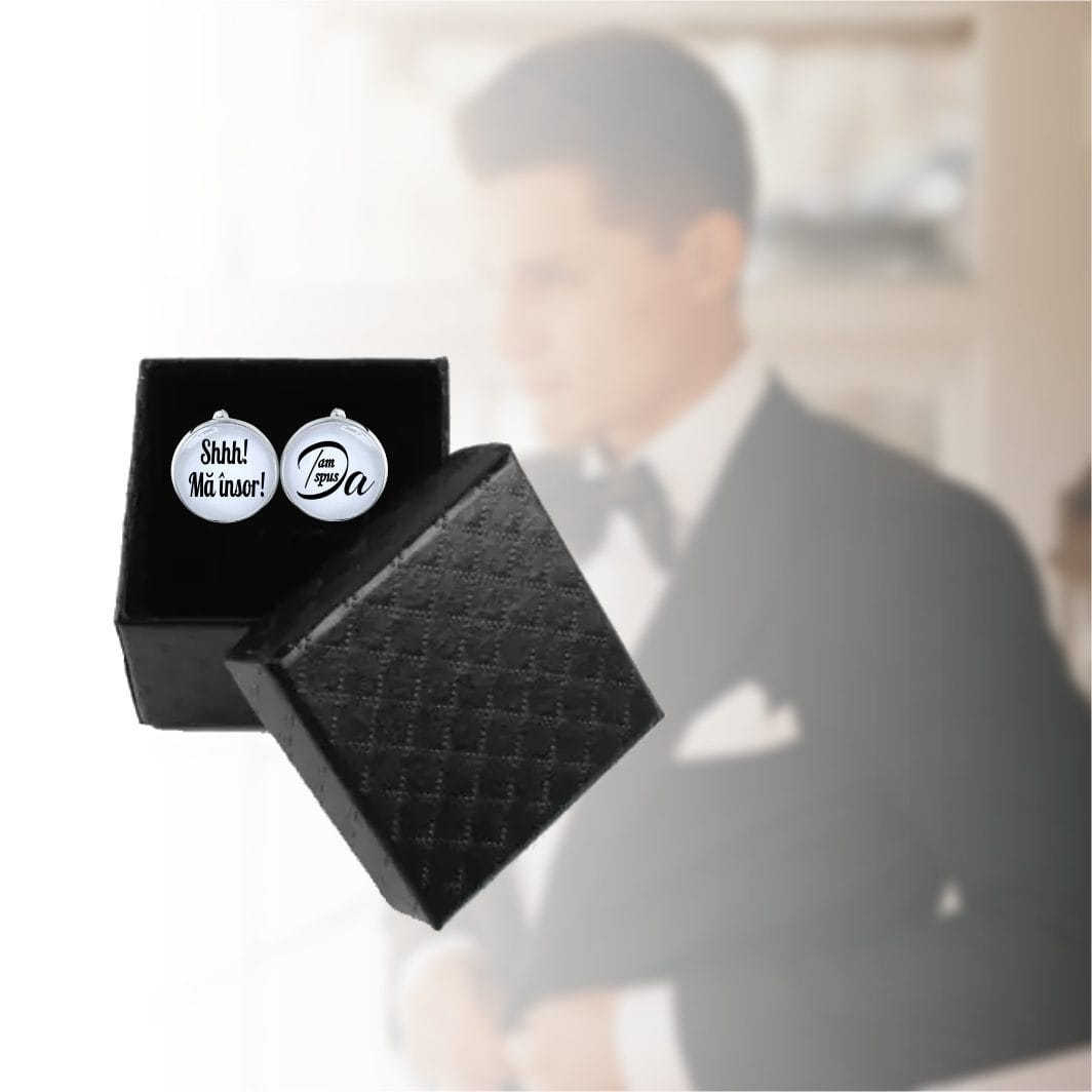 BM04 POZA5 Butoni Personalizati, Mire, Nunta, Argintiu, 18x16 mm, BMN004 - imagine 5