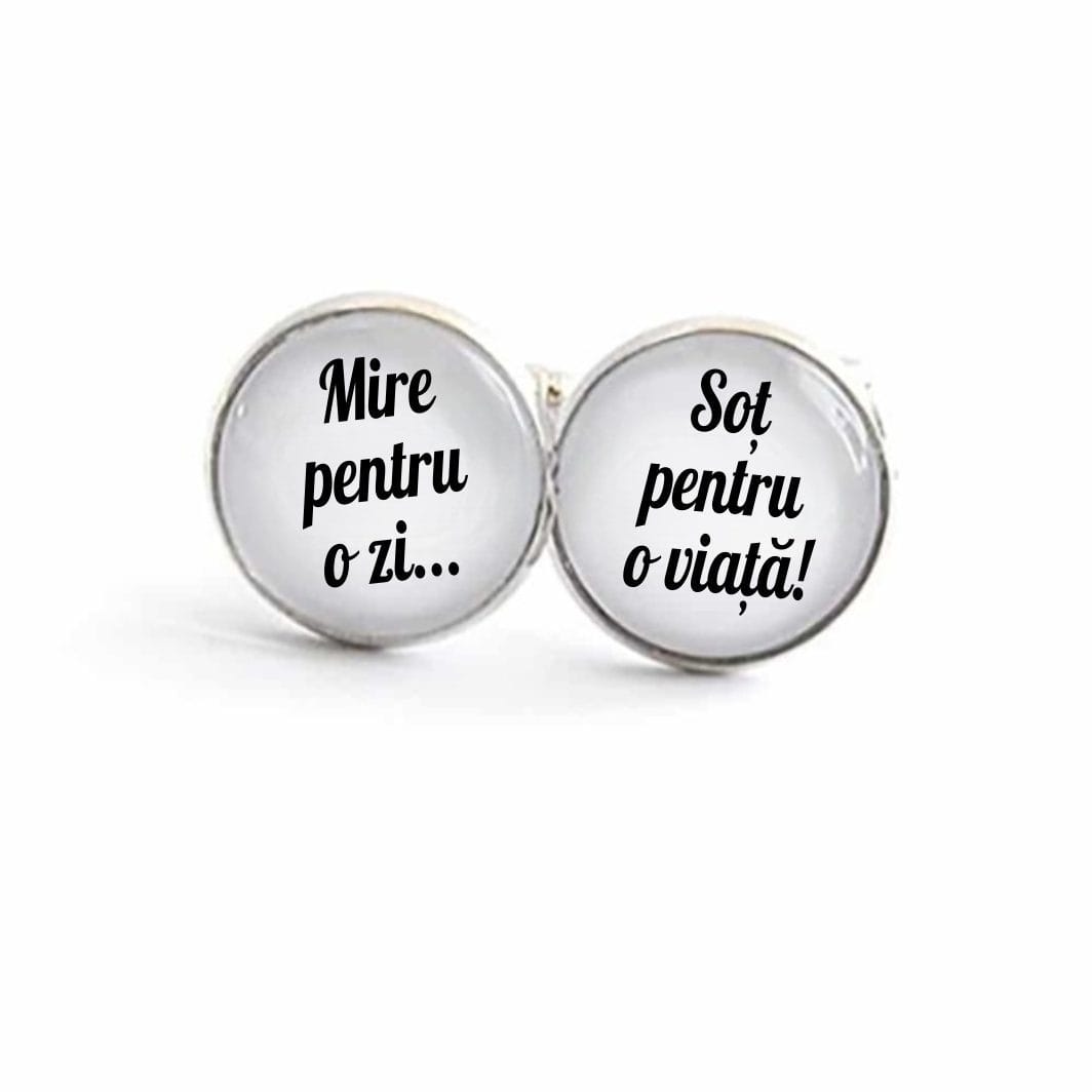 BMN19 POZA1 Butoni Personalizati, Mire, Nunta, Argintiu, 18x16 mm, BMN017 - imagine 1