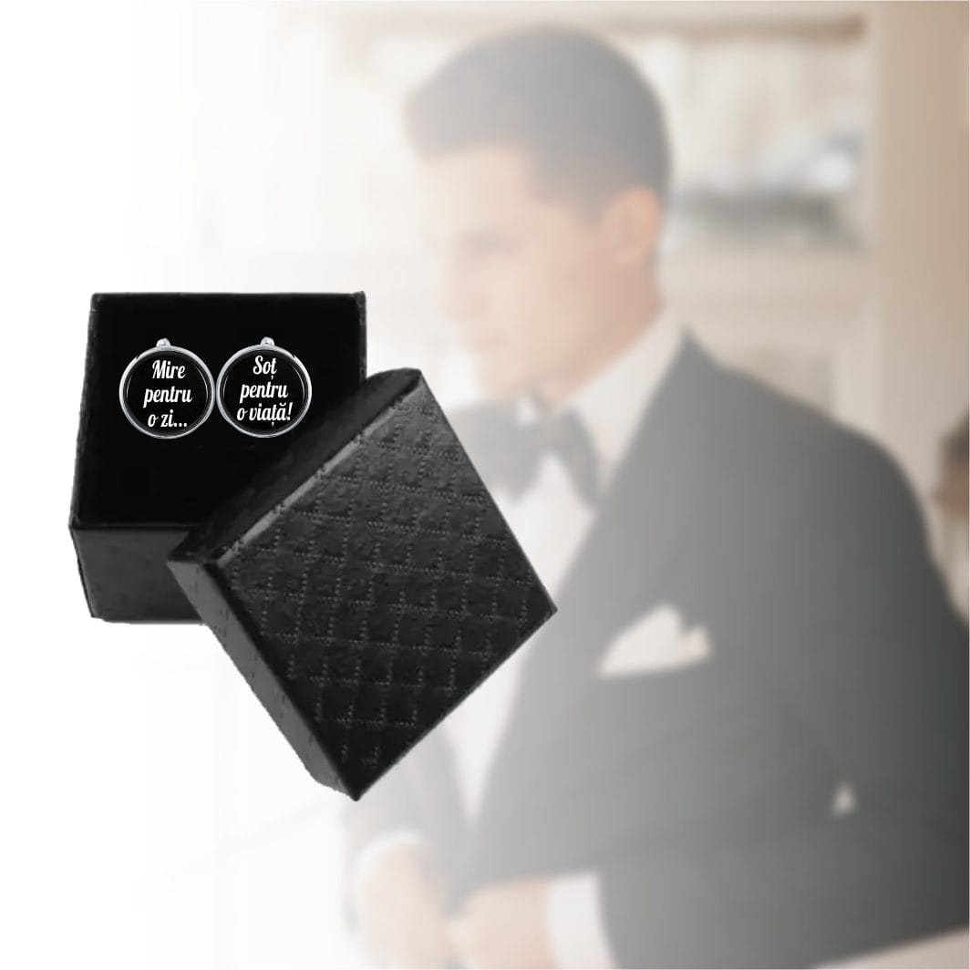 BMN20 POZA4 Butoni Personalizati, Mire, Nunta, Argintiu, 18x16 mm, BMN018 - imagine 5