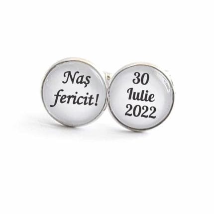 Butoni Personalizati, Nas, Nunta, Argintiu, 18x16 mm, BMN019