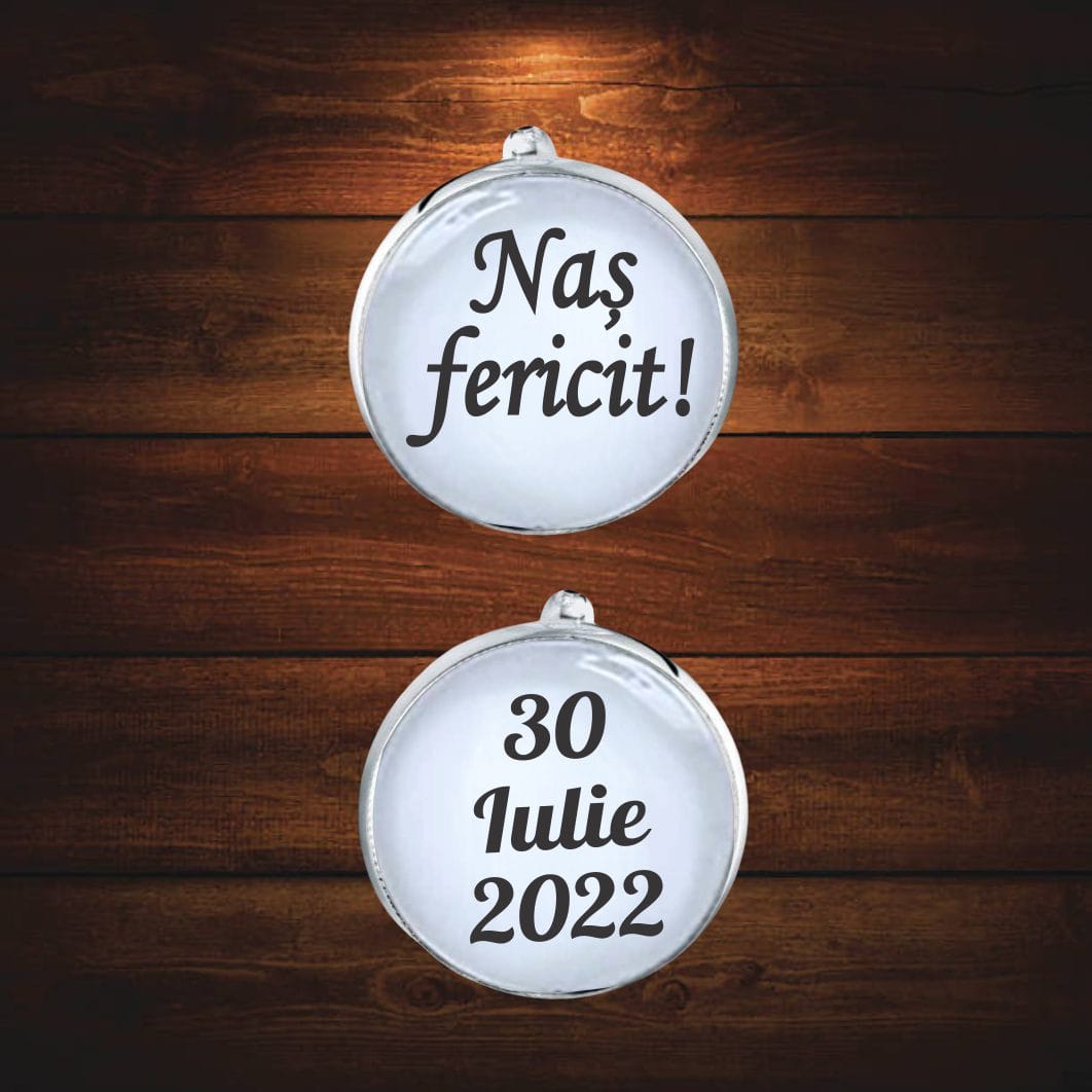 BN01 POZA5 Butoni Personalizati, Nas, Nunta, Argintiu, 18x16 mm, BMN019 - imagine 4